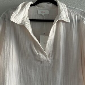 Xirena Top Large Pale Petal Pink Short Sleeve V Neck Gauzy Beachy New NWD